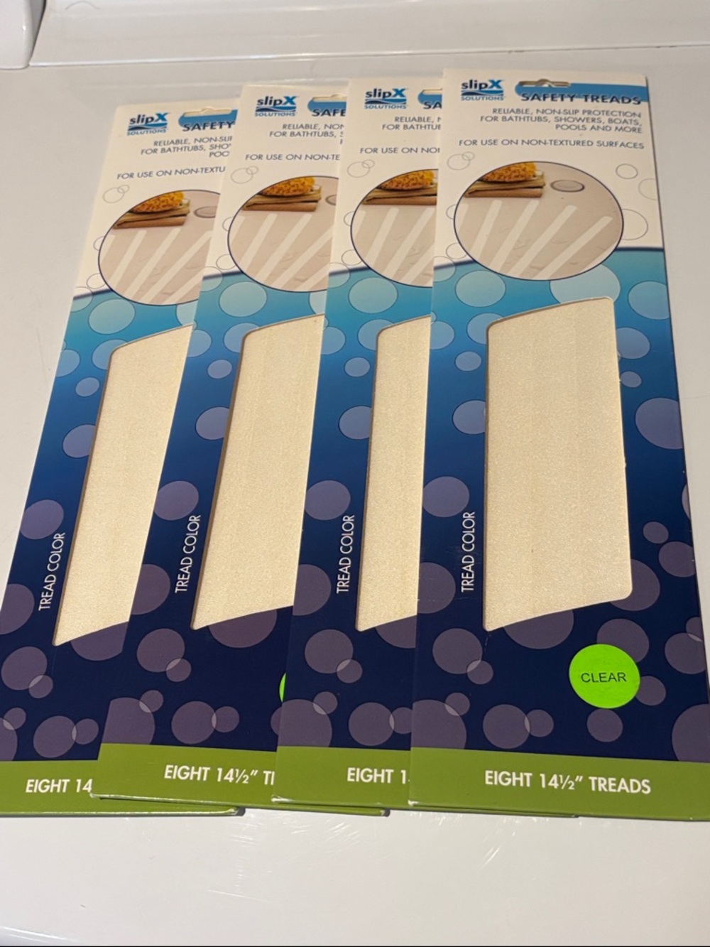 4 Packs of SlipX White Clear Non-Slip Safety Treads - Pack of 8 each